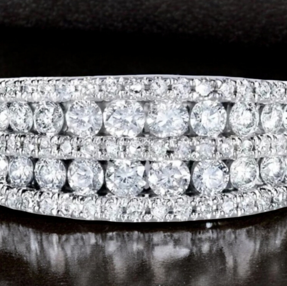 💍NWOB Stunning Diamond Multi Layer Eternity S925 Sterling Silver Ring